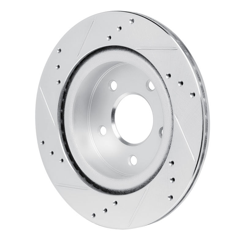 Nissan Qashqai Brake Rotor (1) - Rear Right - R1 Concepts - Drilled & Slotted - Silver - `17-`25